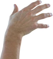 Hand of man gesturing by invisible screen