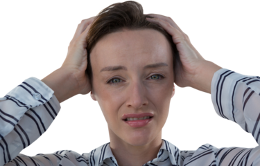 Business woman holding her head