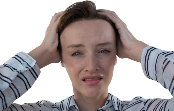 Business woman holding her head