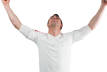 Excited football fan cheering