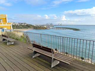 bench skyline ocean Sines Portugal - 592297630