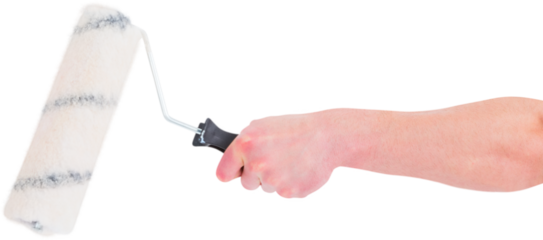 Paint roller holding by worker