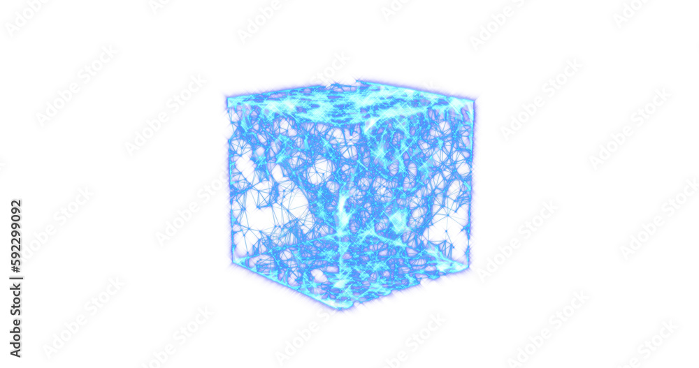 Poster molecular structure in cube on white background
