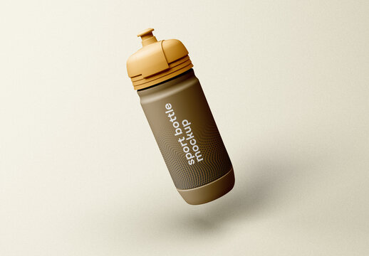 Floating Sport Water Bottle Mockup &ndash; Dynamic Bottle Display for Gym, Adventure, and Sports Advertising