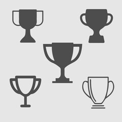 Trophy cup set vector icon. Simple isolated pictogram.