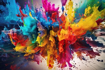 Splash of Colours: An Abstract Acrylic Paint Background Illustration for Your Wallpaper Design. Generative AI