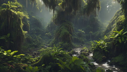 Fototapeta na wymiar Rain Forest - Generative AI