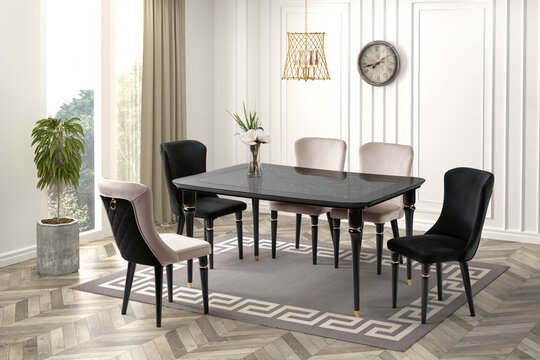 3d render dining room . classic interior design .