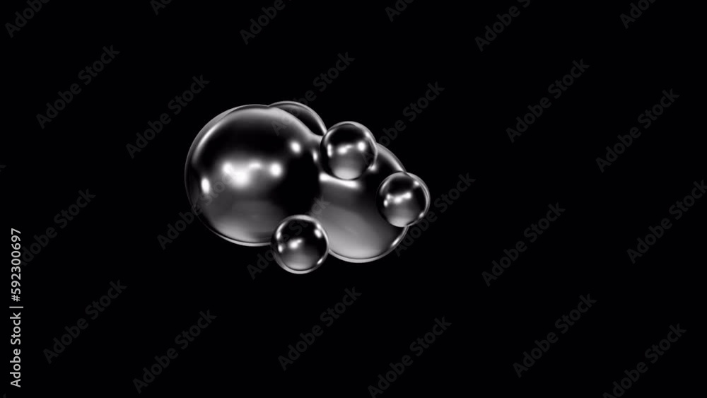 Poster a metaball animation of morphing liquid blobs. 3d abstract black metaballs in the background. 4k ult