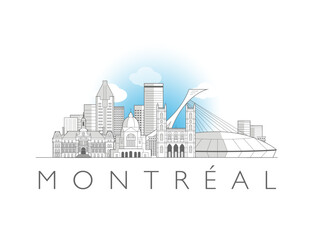 Montreal cityscape line art style vector illustration