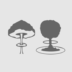 Mushroom cloud set. Nuclear explosion. Simple isolated vector icon.
