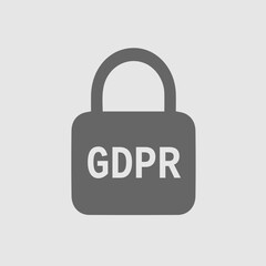 GDPR vector icon. General data protection regulation. Simple lock and text.