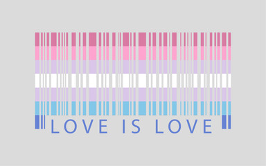 Bigender pride barcode creative colorful artwork. Love is love