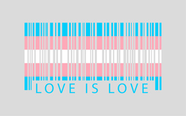 Transgender pride barcode creative colorful artwork. Love is love