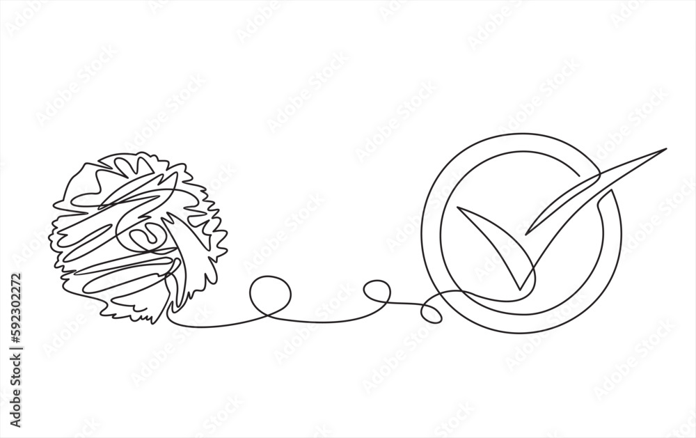 Poster chaos and badge yes, abstract minimalist concept vector illustration. metaphor of disorganized diffi