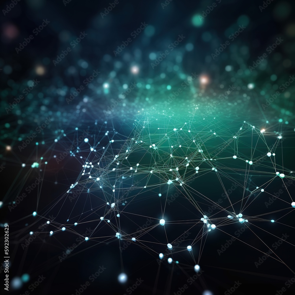 Poster abstract backdrop of technology or tech data, network internet link notion. generative ai