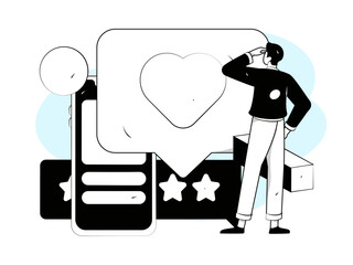 Virtual characters social communication concept business flat vector hand drawn illustration
