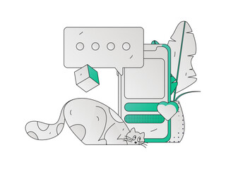 Virtual characters social communication concept business flat vector hand drawn illustration
