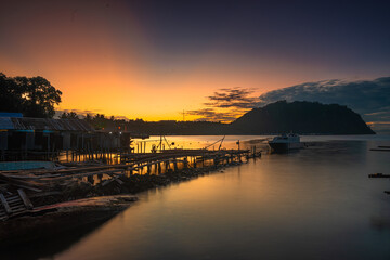 sunset over the lake