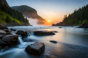 a lake in the mountains with a forest
