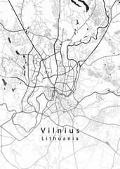 Fototapeta na wymiar Vilnius Lithuania City Map