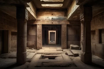 Photo sur Plexiglas Lieu de culte Archaeological discovery, ruins of an ancient temple or tomb, generative ai