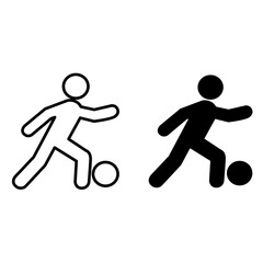 Fototapeta na wymiar Football Player Icon. Vector Illustration of a Man Playing with a Ball. Sports Icon