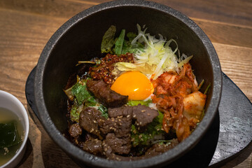 Kimchi Beef Rice with Hot Pan