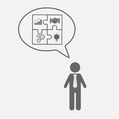 Business success concept. Businessman and bubble. Teamwork and cooperation symbol. Vector icon illustration.