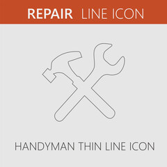 Handyman vector icon eps 10. Simple isolated pictogram. Wrench and screwdriver.