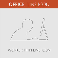 Businessman Working on a computer vector icon eps 10.