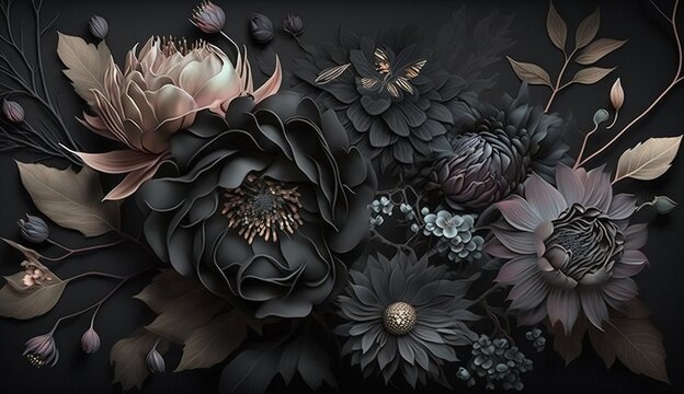 Wallpaper black flower deals