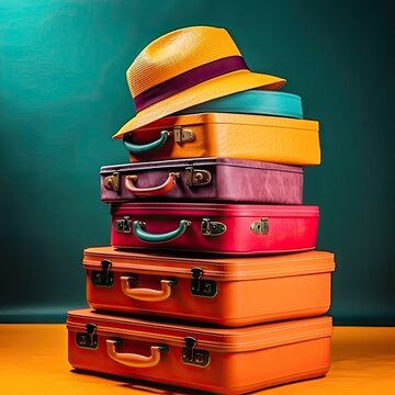 South American Tour: A Summer Vacation of Colorful Suitcases, Hats and Baggage: Generative AI