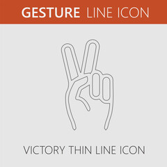 Victory hand gesture vector icon. V sign symbol. Simple isolated pictogram