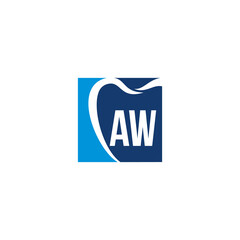 Letters AW And Tooth Logo Icon 003
