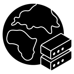 A flat icon design of global server 