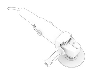 Angle grinder isolated on transparent background. 3d rendering - illustration