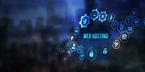 Internet, business, Technology and network concept. Web Hosting. The activity of providing storage space and access for websites. 3d illustration