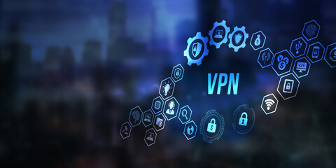 Internet, business, Technology and network concept. VPN network security internet privacy encryption concept. 3d illustration