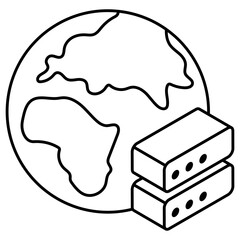 A flat icon design of global server 