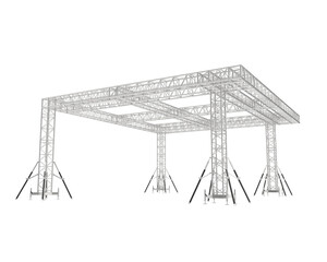 Aluminum frame structure isolated on transparent background. 3d rendering - illustration