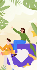 Virtual characters social communication concept business flat vector hand drawn illustration
