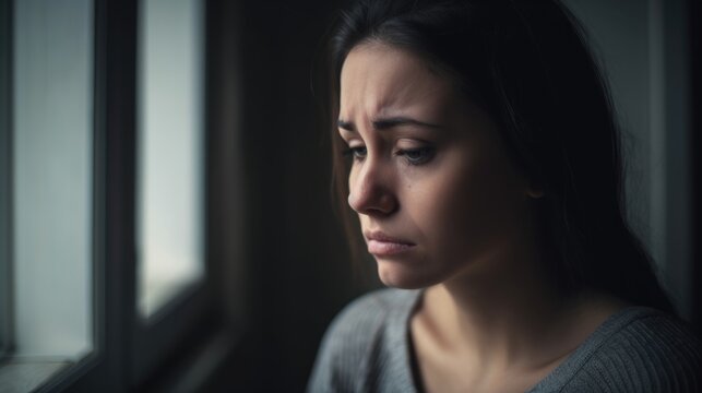 Women in tears depression psychological state. Mental health awareness month illustration. generative ai.