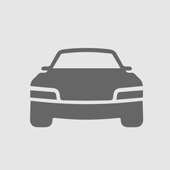 Car front vector icon. Auto speed symbol. Simple isolated pictogram.