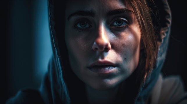 Women in tears depression psychological state. Mental health awareness month illustration. generative ai.