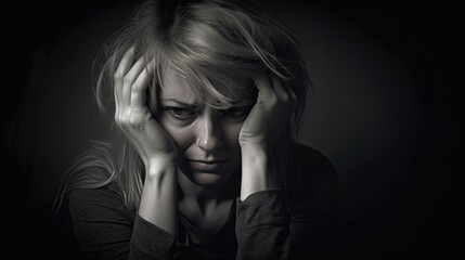 Obraz premium Women in tears depression psychological state. Mental health awareness month illustration. generative ai.