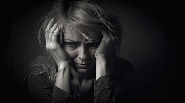 Women in tears depression psychological state. Mental health awareness month illustration. generative ai.