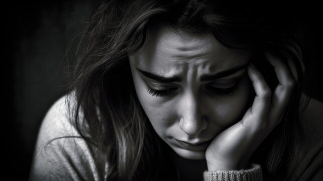 Women in tears depression psychological state. Mental health awareness month illustration. generative ai.