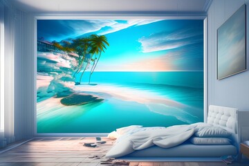 bedroom melting into the ocean - generative ai