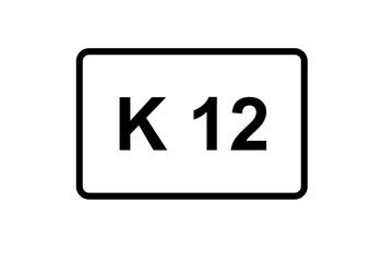 Illustration eines Kreisstraßenschildes der K 12 in Deutschland	